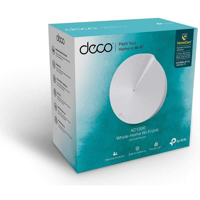 TP LINK Deco M5 Pack 1 AC1300 Whole Home Mesh Wi Fi System Gigabit