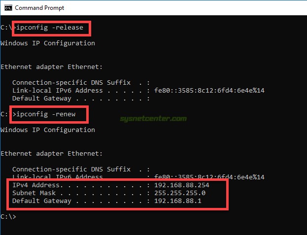 ipconfig -release