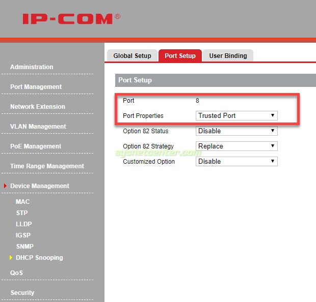 ip-com switch dhscp snooping