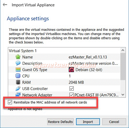 virtualbox install ezmaster