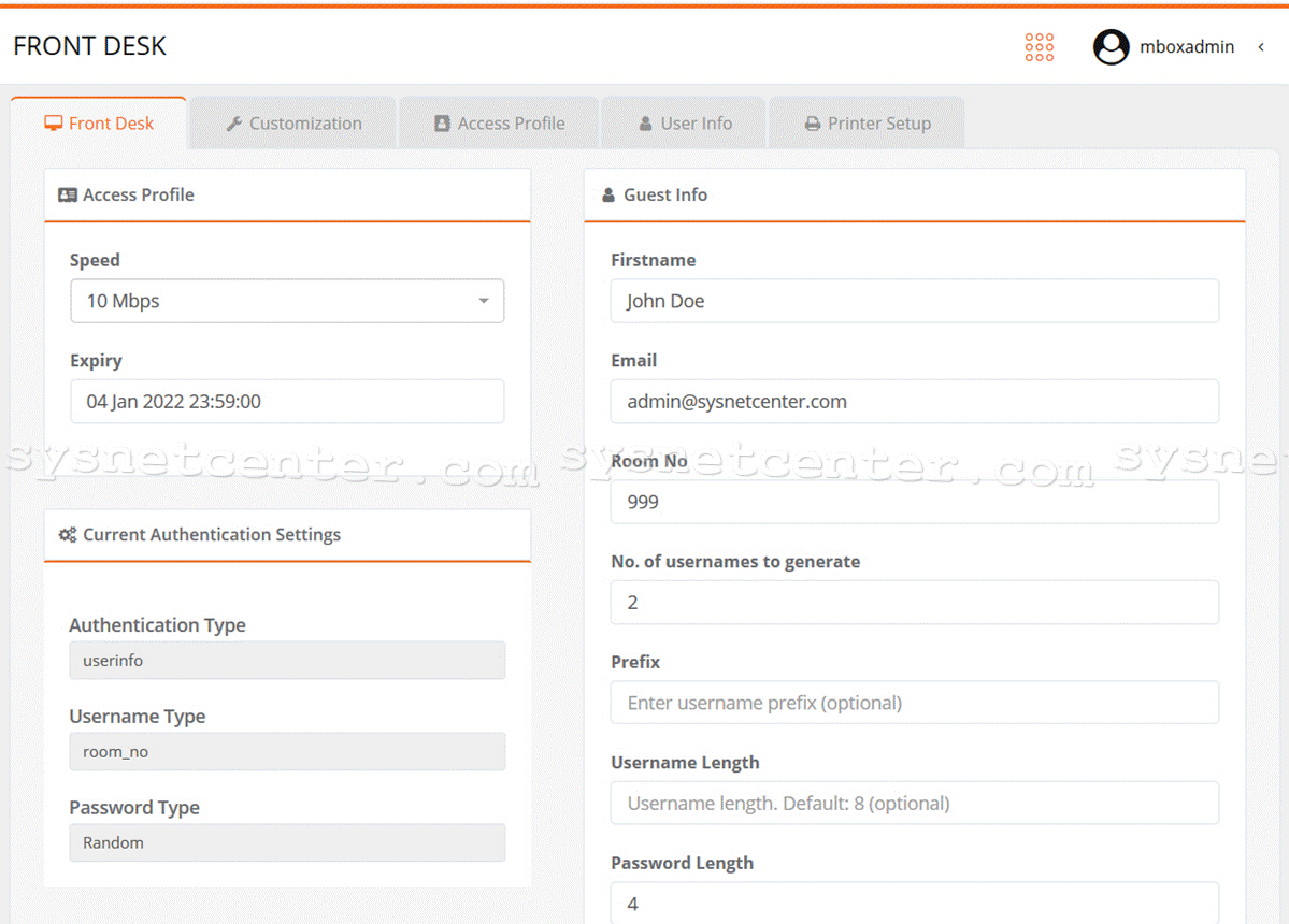 Ransnet MBOX HSG-100L HotSpot Gateway Authentication